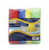 Салфетка микрофибра  RiKi 30*30см, 4шт/упак, 220г/м, инд. упак /50/ 220-040