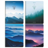 Тетрадь 96л. А5, клетка, гребень, BRAUBERG "Безмятежность", ассорти 4 вида, 404423