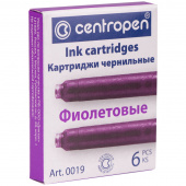 Стержень-картридж чернильный, Centropen, 6шт/упак, фиолетовый, картонная упаковка, 235092