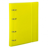 Тетрадь 80л. А5, клетка, кольца, BRAUBERG "Желтый", пластик желтый, 403570