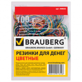 Резинки для денег BRAUBERG цветные, 100г, 60мм, натуральный каучук, 440036