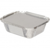 Форма алюм, прямоуг, 430мл, L-край, КРЫШКА картон-мет. 140*115мм, 100шт/упак, СтП, 5464/5467/5599