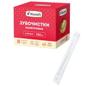 Зубочистки бамбуковые, инд. п/п упак., 500шт/уп., Komfi, 144339