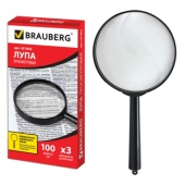 Лупа 100мм BRAUBERG, 3-х кратное увеличение, 451802