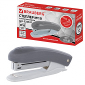 Степлер BRAUBERG №10 "Einkommen" до 12л, антистеплер, серый, 222531