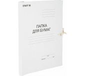 Папка картонная с завязками 220г/м2, STAFF, белый, до 200л., 126525