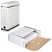 Короб архивный BRAUBERG 100мм, белый, с клапаном, микрогофрокартон, до 900л, 124848