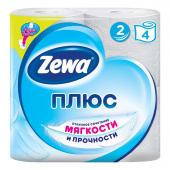 Туалетная бумага на втулке (Т4) Зева (Zewa) "Белая" 2-сл., 23м, 4шт/уп /24/ 099835