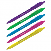 Ручка автоматическая масляная синяя Berlingo "Triangle 110 RT Color", трехгранная, ассорти, 0,5мм, 242984								