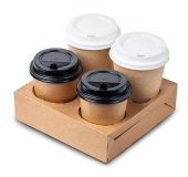 Держатели для 4-х стаканов (ЛОТОК-ПЕРЕНОСКА), 25шт/упак, крафт /10/ ECO CUPHOLDER family