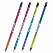 Карандаш чернографитный с ластиком BRAUBERG "GRADE Metallic" корпус ассорти /72/