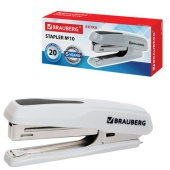 Степлер BRAUBERG №10 "Extra", до 20л., серый, антистеплер, 229083