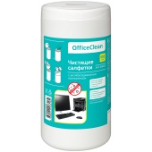 Салфетки чистящие OfficeClean для оргтехники антибактериальные, 100шт/туба, 249230