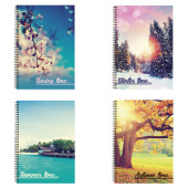 Тетрадь 96л. А4, клетка, гребень, BRAUBERG "4 СЕЗОНА", ассорти 4 вида, 403071