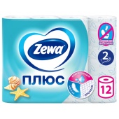 Туалетная бумага на втулке (Т4) Зева (Zewa) "Плюс" 2-сл., 23м, 12шт/уп, 114752