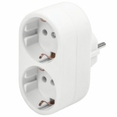 Сетевой разветвитель SONNEN U-020G, 2 розетки, с заземлением, 16 А, белый, 511442 