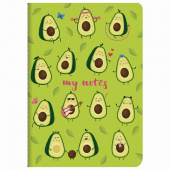 Тетрадь 40л. А5, клетка, сшивка, бежевая бумага, BRAUBERG "Авокадо", обложка SoftTouch, 403770