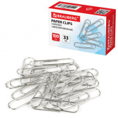 Скрепки BRAUBERG 33мм, 100шт, никелированные, 270443