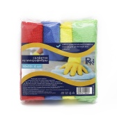 Салфетка микрофибра  RiKi 30*30см, 4шт/упак, 220г/м, инд. упак /50/ 220-040