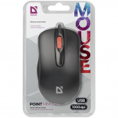 Мышь проводная DEFENDER Point MM-756, USB, черный, 2btn+Roll, 290596