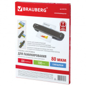 Пленка для ламинирования А4 80мкм, 100шт/уп, BRAUBERG, 531775