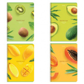 Тетрадь 96л. А4, клетка, гребень, BRAUBERG "Exotic", ассорти 4 вид, 404062