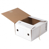 Папка архивная STAFF с завязками, А4, 150мм, БЕЛАЯ, 128875