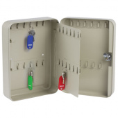 Шкафчик (Ключница) на 48 ключей BRAUBERG 250*80-180мм, с замком, +48 брелоков, серый, 290338