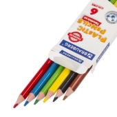 Карандаши 06 цветов BRAUBERG PREMIUM, заточенные, пластик, трехгранные, грифель 3мм, 181660