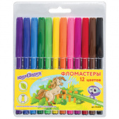 Фломастеры 12 цветов ЮНЛАНДИЯ "Уроки рисования", ПВХ УПАКОВКА, 151416