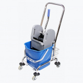 Тележка уборочная 1 съемное ведро 23л, мех. отжим, метал. ручка, хром . каркас, H0109