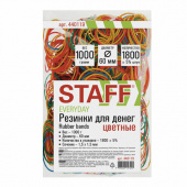 Резинки для денег STAFF цветные, 1000г, натуральный каучук, 440119
