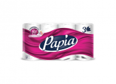 Туалетная бумага на втулке (Т4) Papia Белая 3-сл., 16.5м, 8шт/уп.