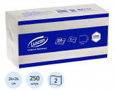 Салфетки Luscan 24*24см 2-сл, 250л, белые /15/ 1519340