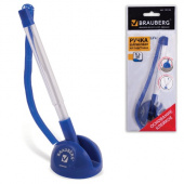 Ручка шариковая настольная на пружинке BRAUBERG, синий корпус, синяя, линия письма 0,5мм, 140195