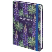 Ежедневник недатированный BRAUBERG "Beautiful Flowers", А5, 128л, твердая обложка, с резинкой, 114558