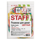 Резинки для денег STAFF цветные, 100г, 40мм, натуральный каучук, 440163