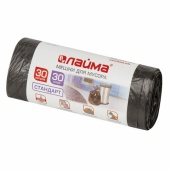 Мус. мешок 30л ПНД, черный, 30шт/рул, 50*60см, 8мкм, стандарт, ЛАЙМА, 601377