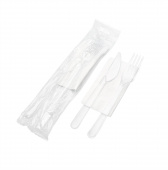 Набор № 5 ПРЕМИУМ RiKi 3/1 ПРОЗРАЧНЫЙ (салфетка, нож, вилка), 50шт/упак