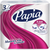 Туалетная бумага на втулке (Т4) Papia Белая 3-сл., 16,8м, 4шт/уп /12/ 112047