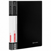 Папка 4 кольца BRAUBERG "Extra", 25мм, 700мкм, черная, 270482