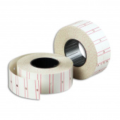 Этикет-лента прямая белая с красной полосой, 21,5×12 мм