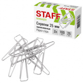 Скрепки STAFF 25мм, 100шт, треугольные, оцинкованные, 270442