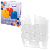 Карман-накопитель настенный, А4, 3 отд., вертикальный, прозрачный, 290400/ 220686