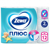 Туалетная бумага на втулке (Т4) Зева (Zewa) "Плюс" 2-сл., 23м, 12шт/уп, 114752
