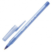 Ручка шариковая синяя BIC "Round Stict", корпус голубой, линия письма 0,32мм, 143977