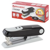 Степлер BRAUBERG №24/6, 26/6 "Germanium", до 20л, черный, 226580