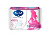 Прокладки гигиенические AURA Premium SUPER, 8шт/уп., 701701