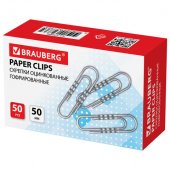 Скрепки BRAUBERG 50мм, 50шт, гофрированные, оцинкованные, 270446