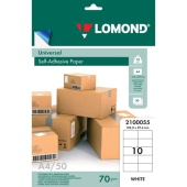 Этикетка самоклеящаяся белая LOMOND, 105х59,4 мм, 10 этикеток, 50л, 2100055
